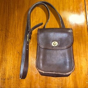 Leather Coach Shoulder Bag with adjustable strap
